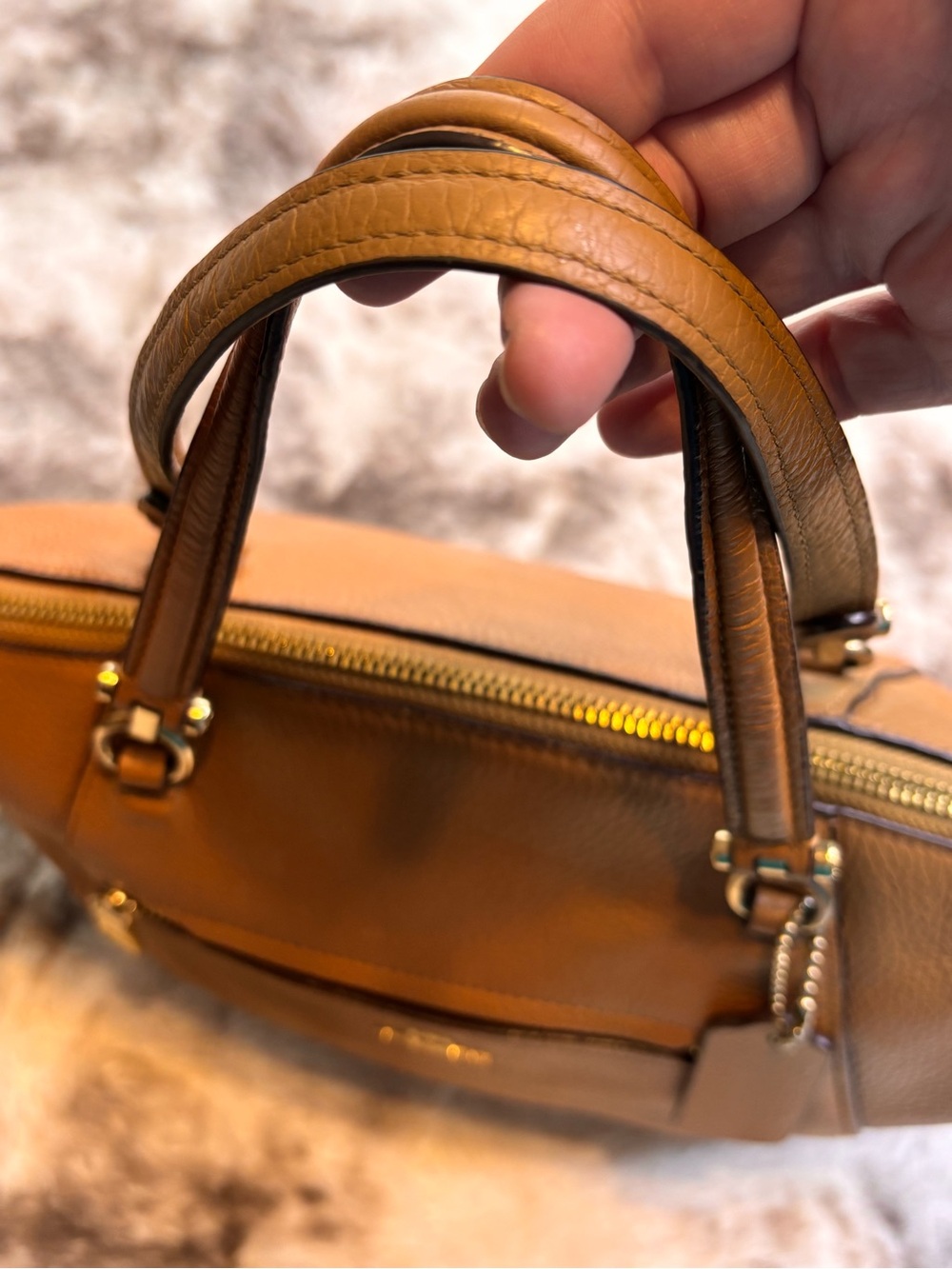 Coach Pebbled Leather Tote in Cognac Brown - Picture 7 of 11